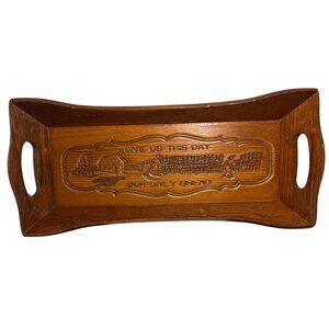 Handcrafted Wooden Serving Tray With Give Us This Day Our Daily Bread 19" Long